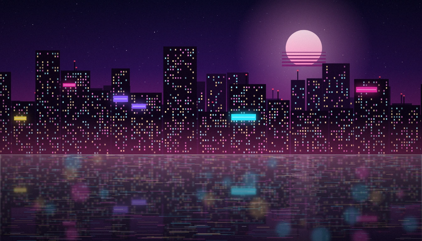 Neon city at night with the Gemini sparkle, watermark removed